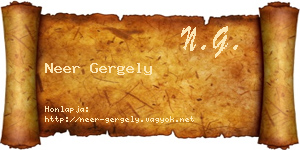 Neer Gergely névjegykártya